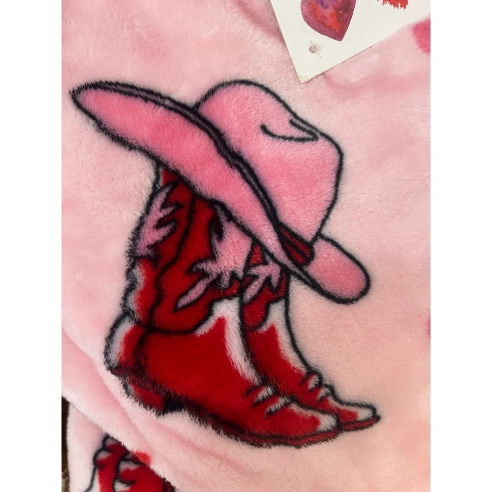 Valentine Pink Cowboy Full/Queen Fleece Blanket‎